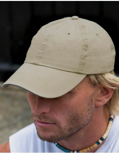R-RC054X-Washed Fine Line Cotton Cap With Sandwich Peak